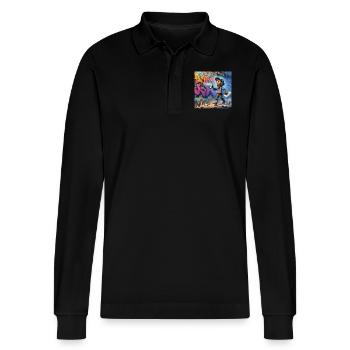Graffiti artist pursuit crew collection - Stanley/Stella Organic Unisex Long-Sleeved Polo Shirt Prepster - black - Front - Anna (173cm) & Nico (186cm)