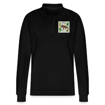 Nap All day sleep all night party never - Stanley/Stella Organic Unisex Long-Sleeved Polo Shirt Prepster - black - Front - Anna (173cm) & Nico (186cm)