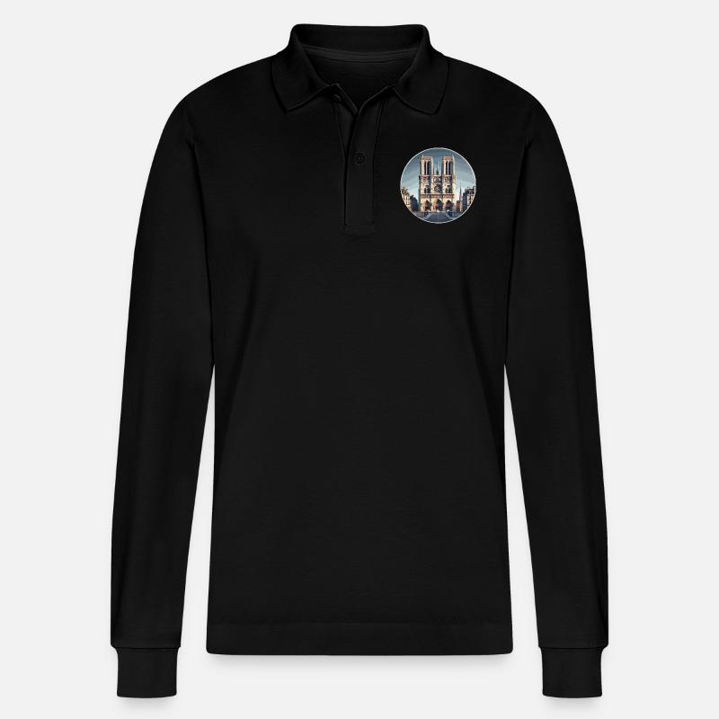 Notre Dame de Paris - Stanley/Stella Unisex Bio-Langarm-Poloshirt Prepster - Schwarz