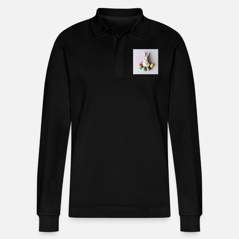 Das große Hasenhüpfen - Stanley/Stella Unisex Bio-Langarm-Poloshirt Prepster - Schwarz