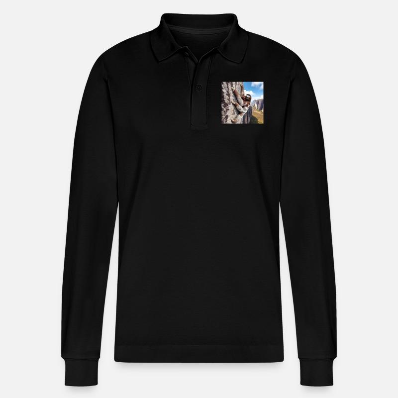 Faultier Wanderer FreeClimber - Stanley/Stella Unisex Bio-Langarm-Poloshirt Prepster - Schwarz
