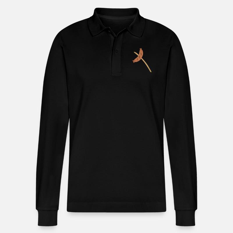 Bratwurst kepillä - Stanley/Stella Prepster unisex pitkähihainen luomupikeepaita - musta