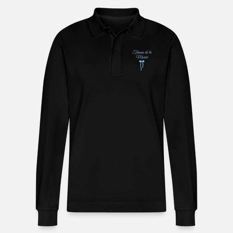 Bride's Witness Blue Bow - Stanley/Stella Organic Unisex Long-Sleeved Polo Shirt Prepster - black
