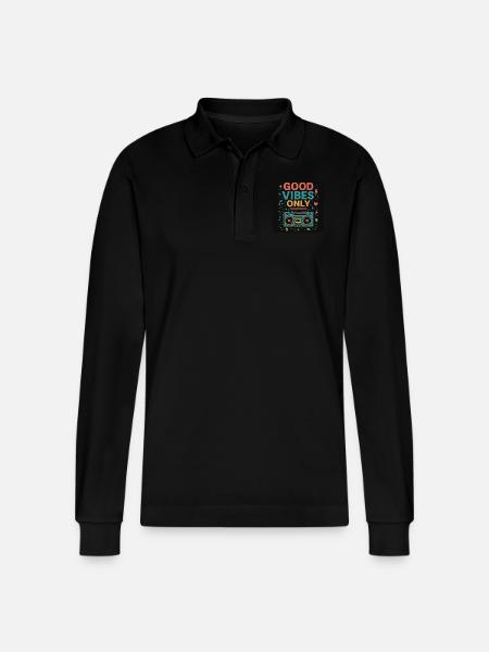 Vibes only - Stanley/Stella Organic Unisex Long-Sleeved Polo Shirt Prepster - black