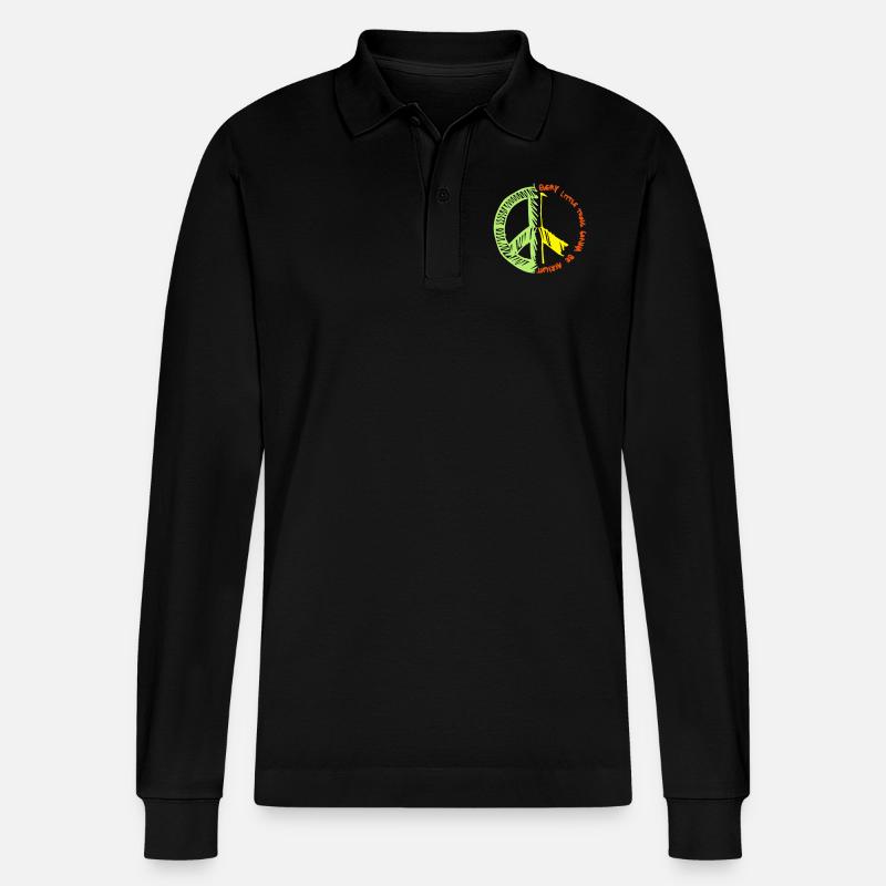 Peace - Stanley/Stella Unisex Bio-Langarm-Poloshirt Prepster - Schwarz