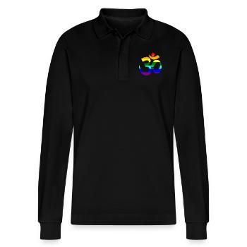 Regenbogen Om Zeichen - Stanley/Stella Unisex Bio-Langarm-Poloshirt Prepster - Schwarz - Vorne - Anna (173cm) & Nico (186cm)