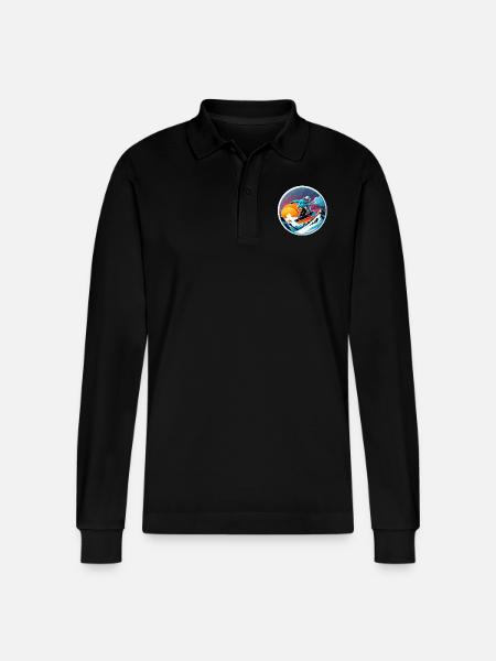 Snowboarding, snow and skiing - Stanley/Stella Organic Unisex Long-Sleeved Polo Shirt Prepster - black