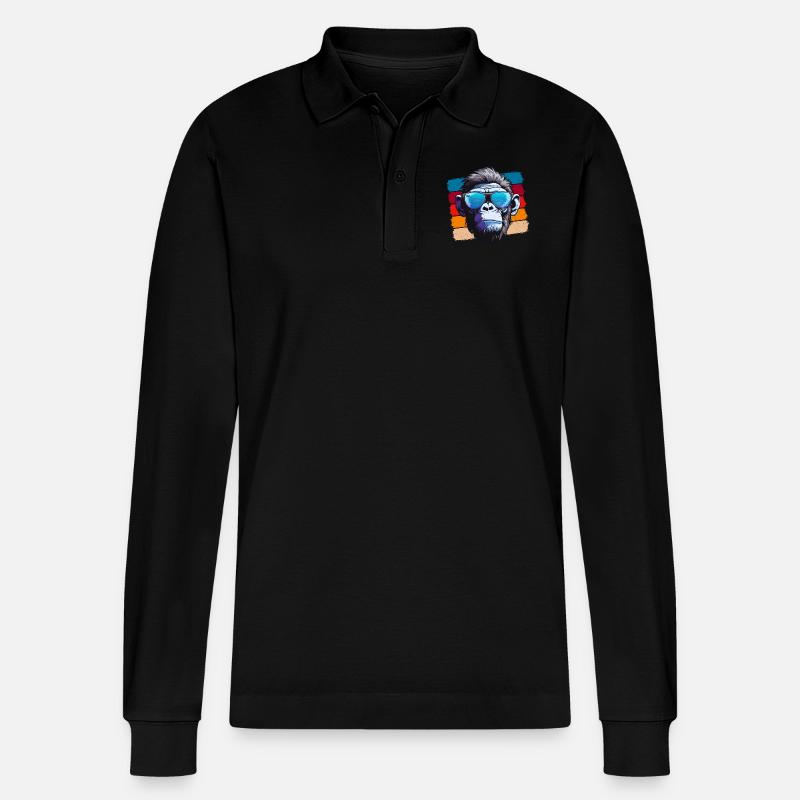 Cool Monkey - Stanley/Stella Unisex Bio-Langarm-Poloshirt Prepster - Schwarz