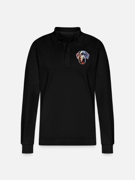 Danish Great Dane psychedelic - Stanley/Stella Organic Unisex Long-Sleeved Polo Shirt Prepster - black