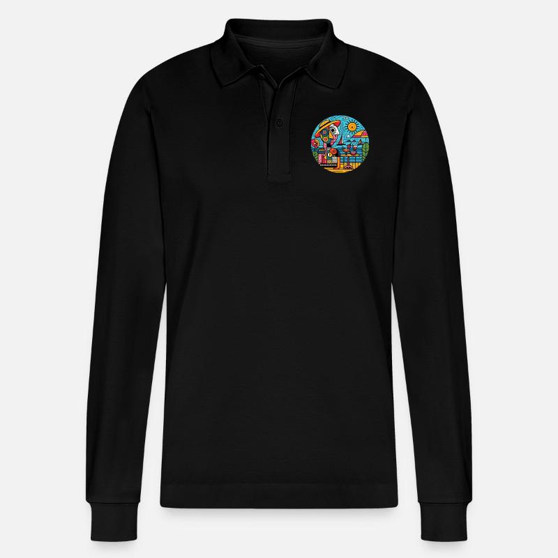 Urlaubstraum eines Malers - Stanley/Stella Unisex Bio-Langarm-Poloshirt Prepster - Schwarz