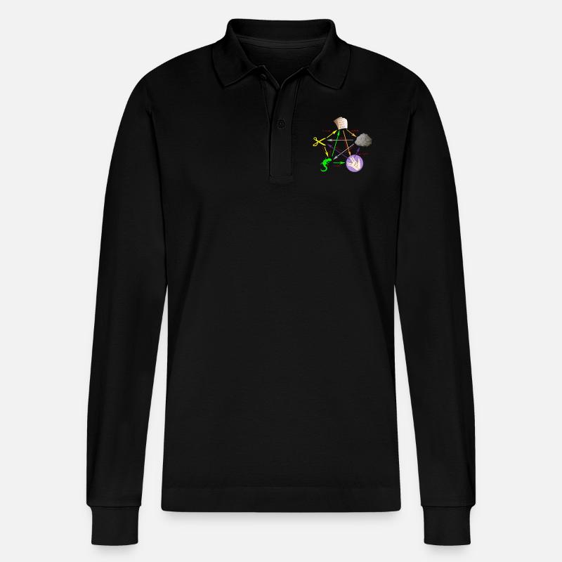 Schere Stein Papier Echse Spock - Stanley/Stella Unisex Bio-Langarm-Poloshirt Prepster - Schwarz