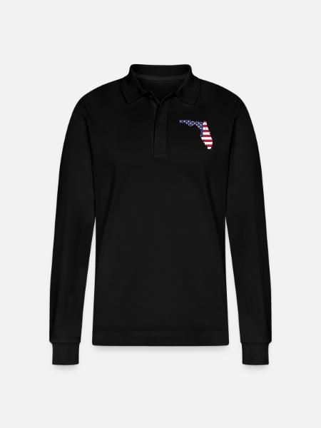 FLORIDA shirt - Stanley/Stella Organic Unisex Long-Sleeved Polo Shirt Prepster - black