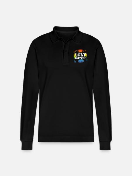 LGBT - Stanley/Stella Organic Unisex Long-Sleeved Polo Shirt Prepster - black