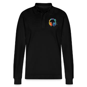 DJ - Stanley/Stella Organic Unisex Long-Sleeved Polo Shirt Prepster - black - Front - Anna (173cm) & Nico (186cm)