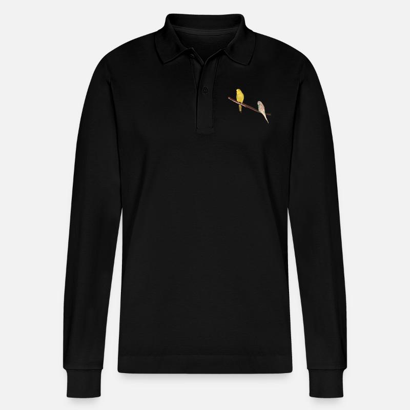 Wellensittiche - Stanley/Stella Unisex Bio-Langarm-Poloshirt Prepster - Schwarz