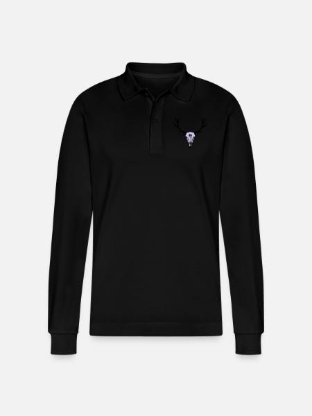 Hirschgeweih und Schädel - Stanley/Stella Unisex Bio-Langarm-Poloshirt Prepster - Schwarz