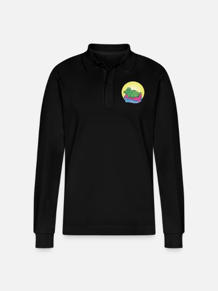 Kai Krokodil - Geschenk - Geschenkidee - Stanley/Stella Unisex Bio-Langarm-Poloshirt Prepster - Schwarz