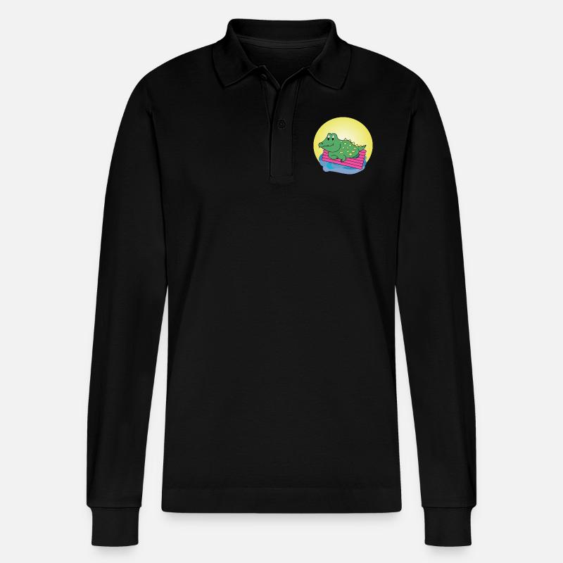 Kai Krokodil - Geschenk - Geschenkidee - Stanley/Stella Unisex Bio-Langarm-Poloshirt Prepster - Schwarz