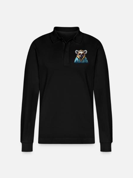Streetstyle-Koalabär | Koala-Liebhaber - Stanley/Stella Unisex Bio-Langarm-Poloshirt Prepster - Schwarz