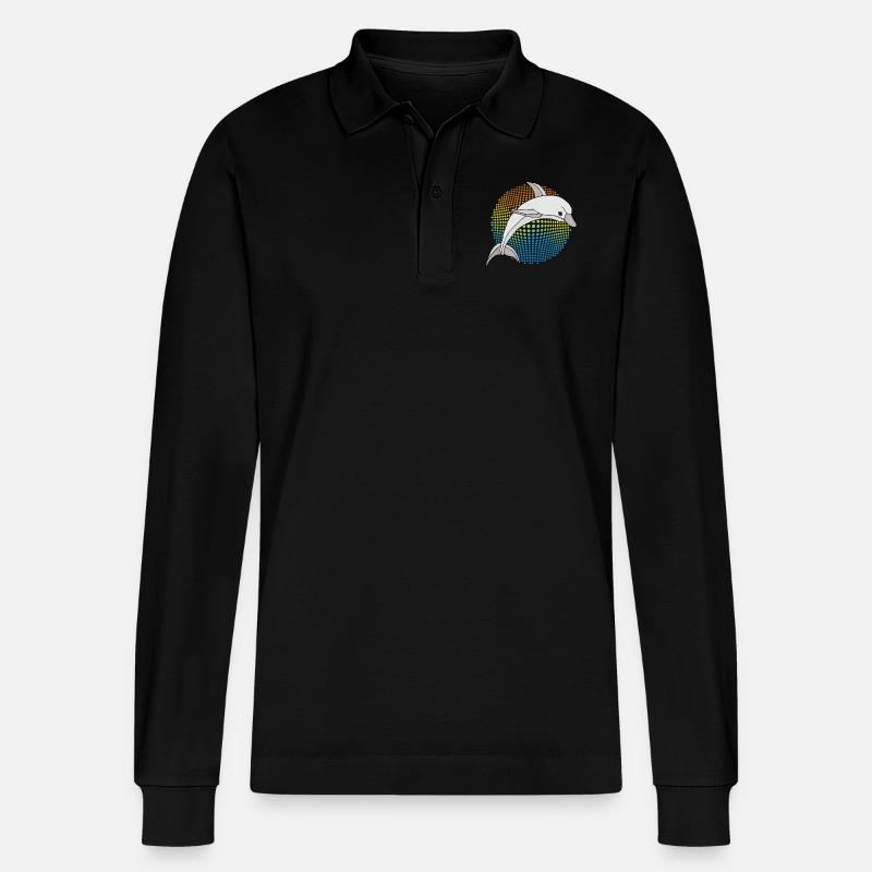 Delfin - Stanley/Stella Unisex Bio-Langarm-Poloshirt Prepster - Schwarz