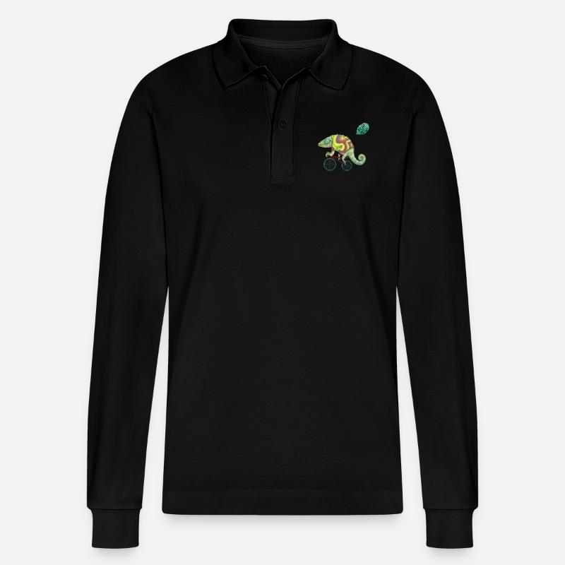 schnelle Eidechse - Stanley/Stella Unisex Bio-Langarm-Poloshirt Prepster - Schwarz