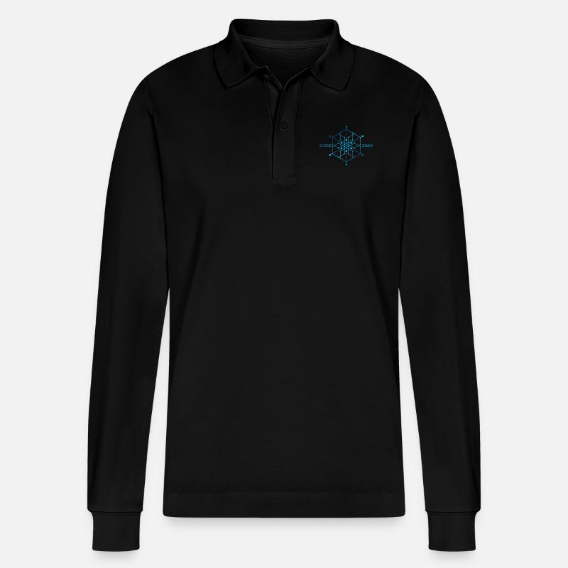 Blockchain Cubic - Stanley/Stella Unisex Bio-Langarm-Poloshirt Prepster - Schwarz