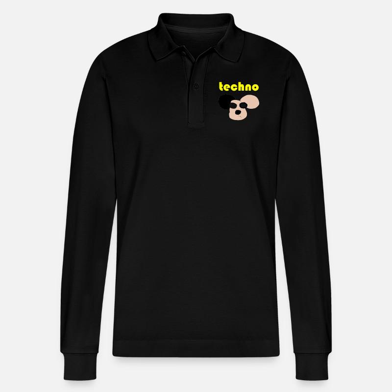 techno bär - Stanley/Stella Unisex Bio-Langarm-Poloshirt Prepster - Schwarz