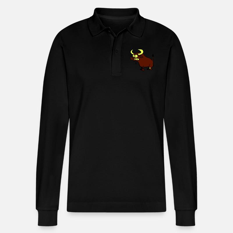 Wütender Stier - Stanley/Stella Unisex Bio-Langarm-Poloshirt Prepster - Schwarz
