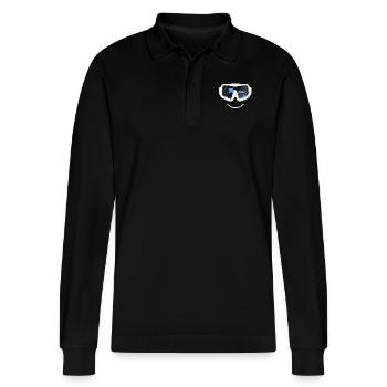 XASTY Dive Unit Dive Fridykking Apnea The Sea - Stanley/Stella Organic Unisex Long-Sleeved Polo Shirt Prepster - black - Front - Anna (173cm) & Nico (186cm)