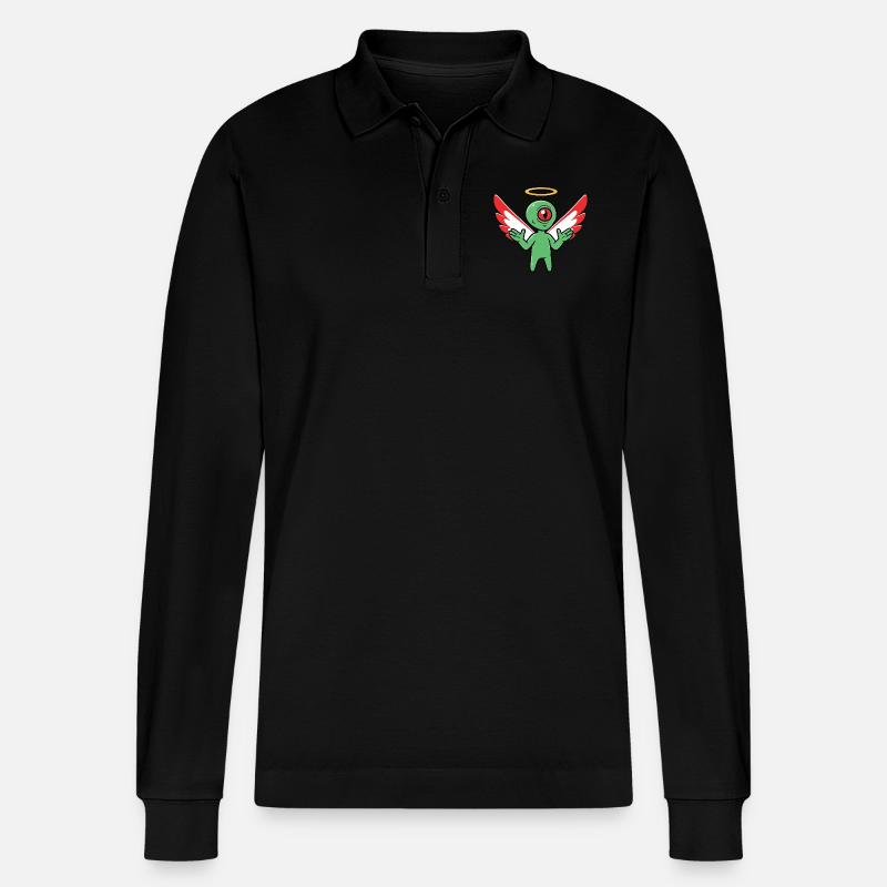 Engel Außerirdischer - Stanley/Stella Unisex Bio-Langarm-Poloshirt Prepster - Schwarz