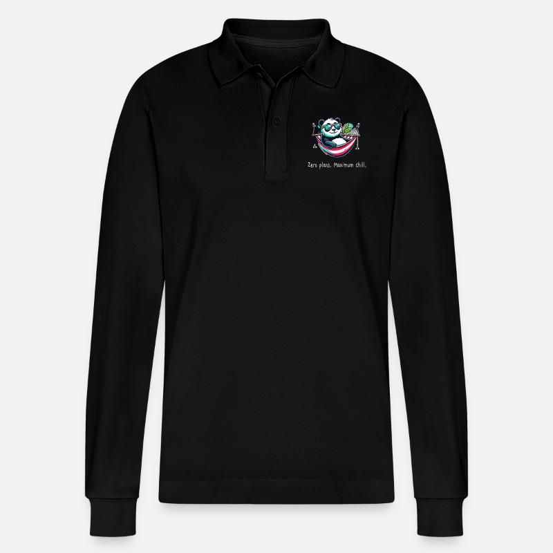 Panda Zero Plans - Stanley/Stella Unisex Bio-Langarm-Poloshirt Prepster - Schwarz