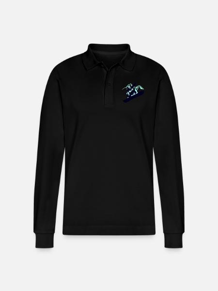 Snowboarder Mountain - Stanley/Stella Unisex Bio-Langarm-Poloshirt Prepster - Schwarz