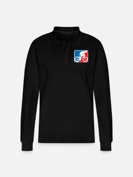 road bike logo - Stanley/Stella Organic Unisex Long-Sleeved Polo Shirt Prepster - black