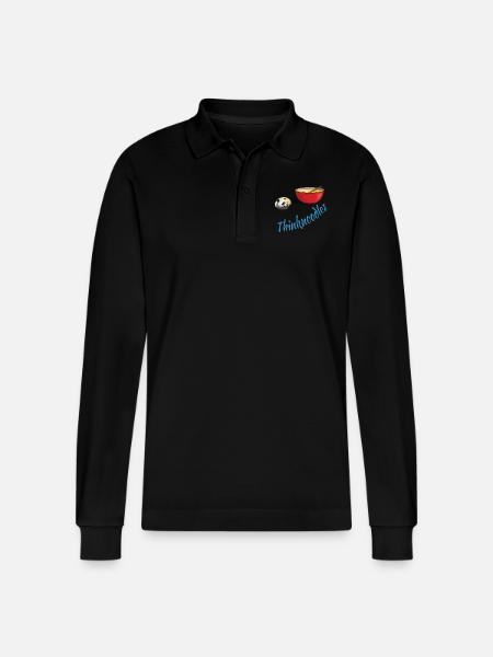 Thinknoodles, funny design - Stanley/Stella Organic Unisex Long-Sleeved Polo Shirt Prepster - black
