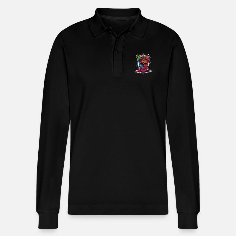 König Totenkopf Krone - Stanley/Stella Unisex Bio-Langarm-Poloshirt Prepster - Schwarz