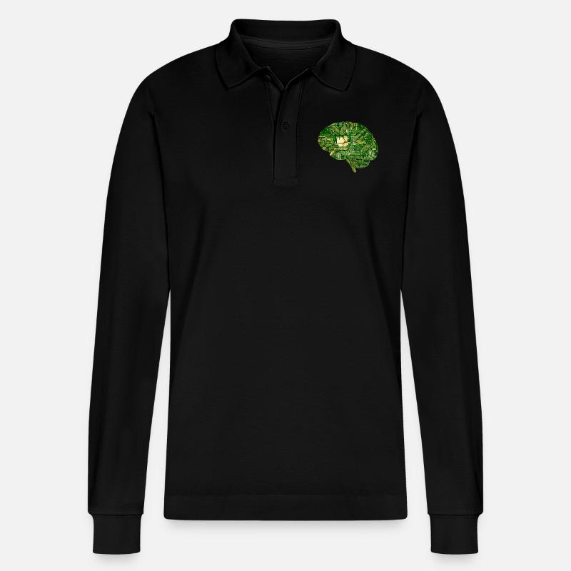 Brain - Computer Board - Artificial Intelligence - Stanley/Stella Organic Unisex Long-Sleeved Polo Shirt Prepster - black