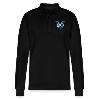 North - Stanley/Stella Organic Unisex Long-Sleeved Polo Shirt Prepster - black - Front - Anna (173cm) & Nico (186cm)