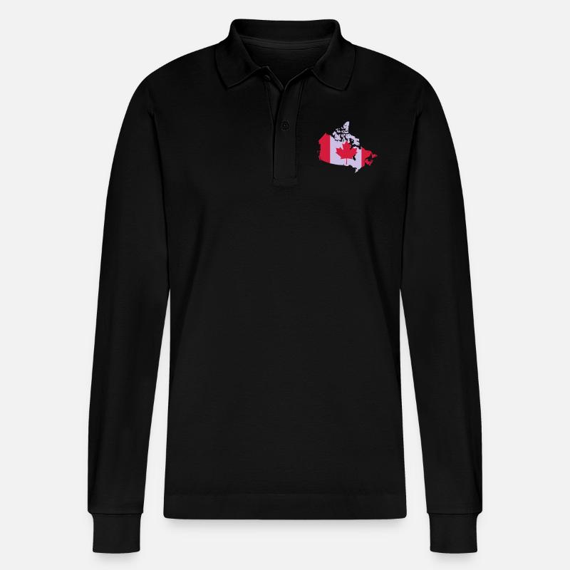 Kanada, Canada - Stanley/Stella Unisex Bio-Langarm-Poloshirt Prepster - Schwarz