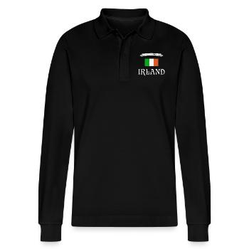 Irlande - Polo à manches longues bio PREPSTER Stanley/Stella Unisexe - noir - Devant - Anna (173cm) & Nico (186cm)