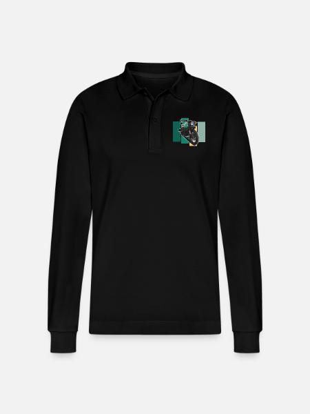 Bobber // Custom // Motorcycle - Stanley/Stella Organic Unisex Long-Sleeved Polo Shirt Prepster - black