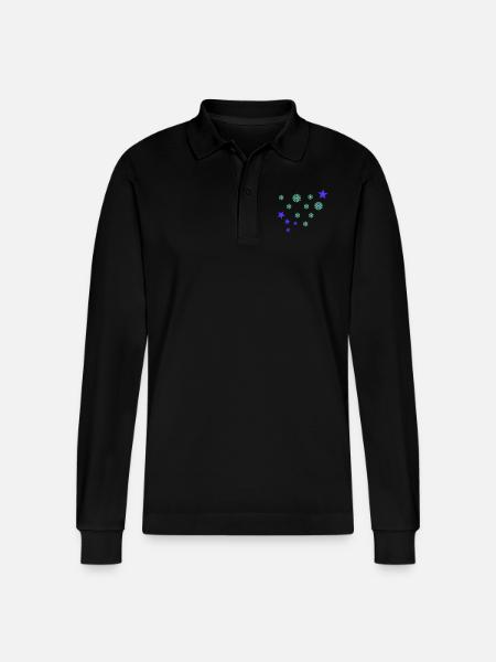 Schneeflocken - Stanley/Stella Unisex Bio-Langarm-Poloshirt Prepster - Schwarz