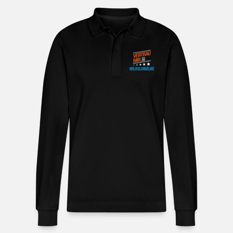 Molekularbiologe Beruf Geschenk - Stanley/Stella Unisex Bio-Langarm-Poloshirt Prepster - Schwarz