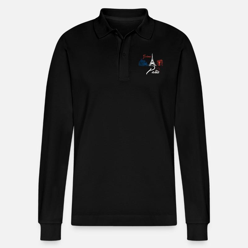 J aime Paris - Polo à manches longues bio PREPSTER Stanley/Stella Unisexe - noir