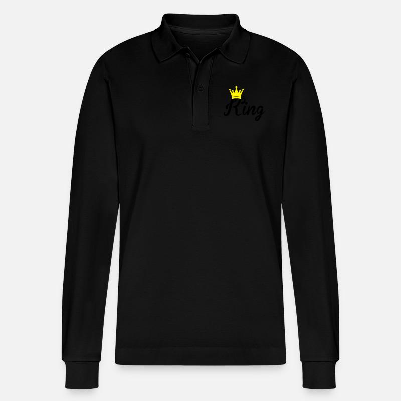 king - Stanley/Stella Unisex Bio-Langarm-Poloshirt Prepster - Schwarz