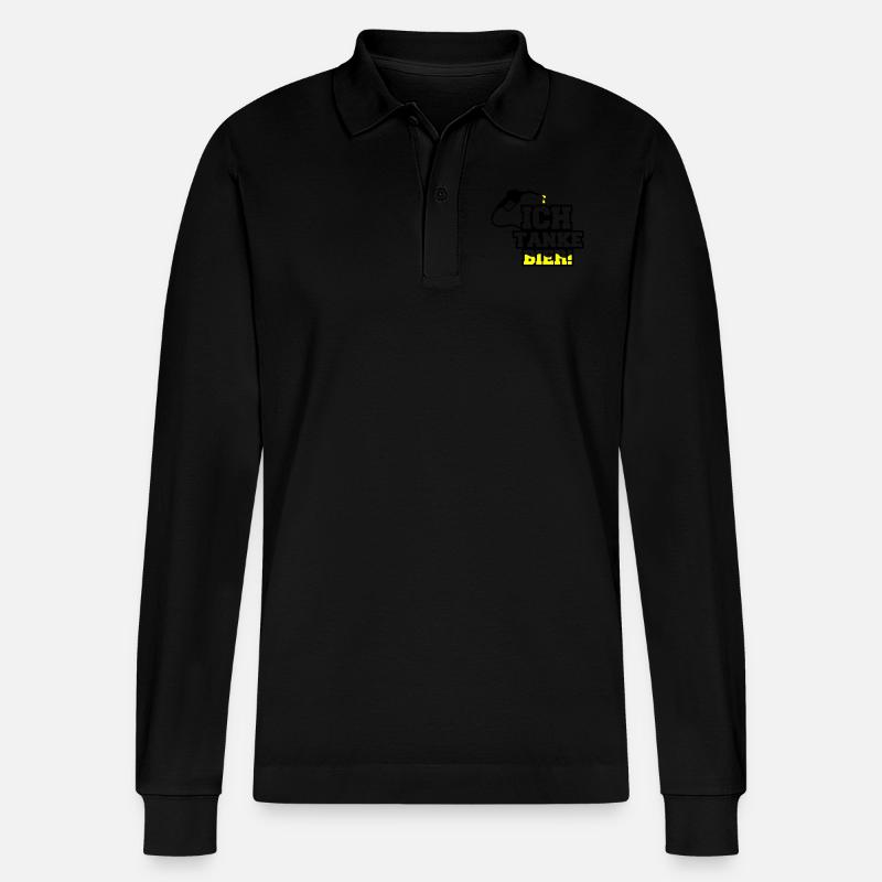 ich tanke bier - Stanley/Stella Unisex Bio-Langarm-Poloshirt Prepster - Schwarz