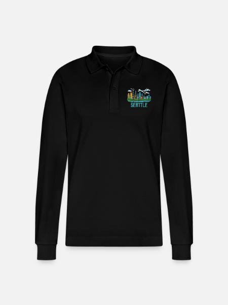 Seattle City - Stanley/Stella Organic Unisex Long-Sleeved Polo Shirt Prepster - black