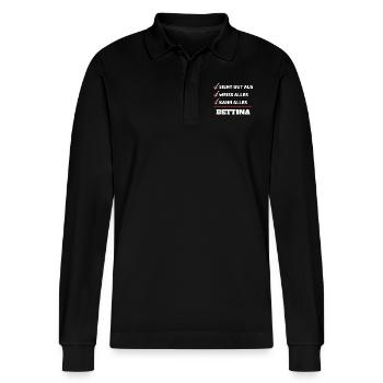 bettina - Stanley/Stella Unisex Bio-Langarm-Poloshirt Prepster - Schwarz - Vorne - Anna (173cm) & Nico (186cm)