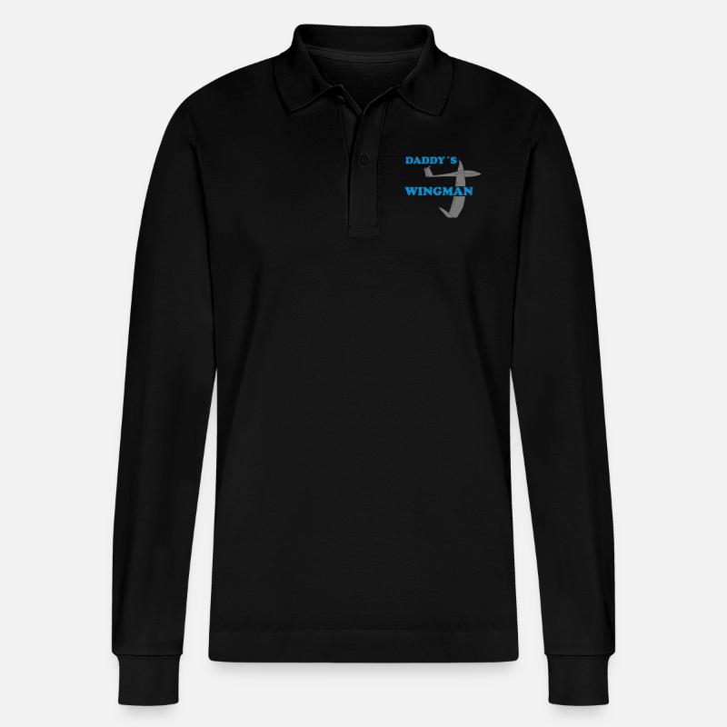 daddys wingman Geschenk - Stanley/Stella Unisex Bio-Langarm-Poloshirt Prepster - Schwarz