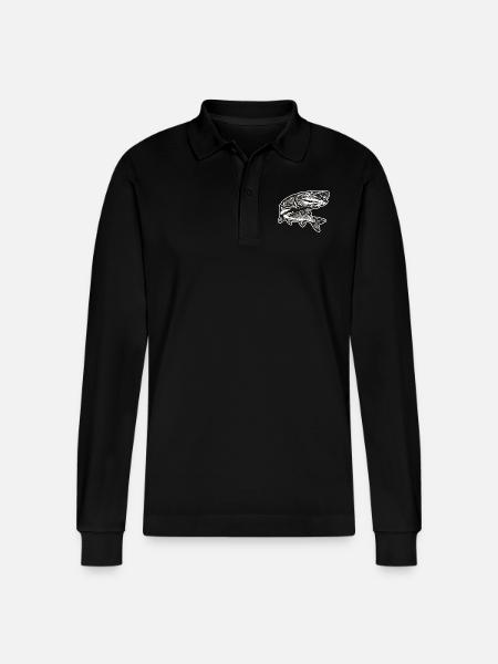 Hecht mit kontur - Stanley/Stella Unisex Bio-Langarm-Poloshirt Prepster - Schwarz