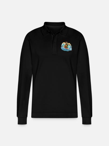 Surfende Schildkröte - Stanley/Stella Unisex Bio-Langarm-Poloshirt Prepster - Schwarz